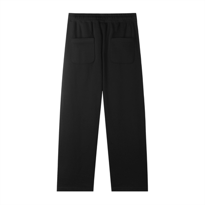 Black straight-leg sweatpants with elastic waistband and side pockets