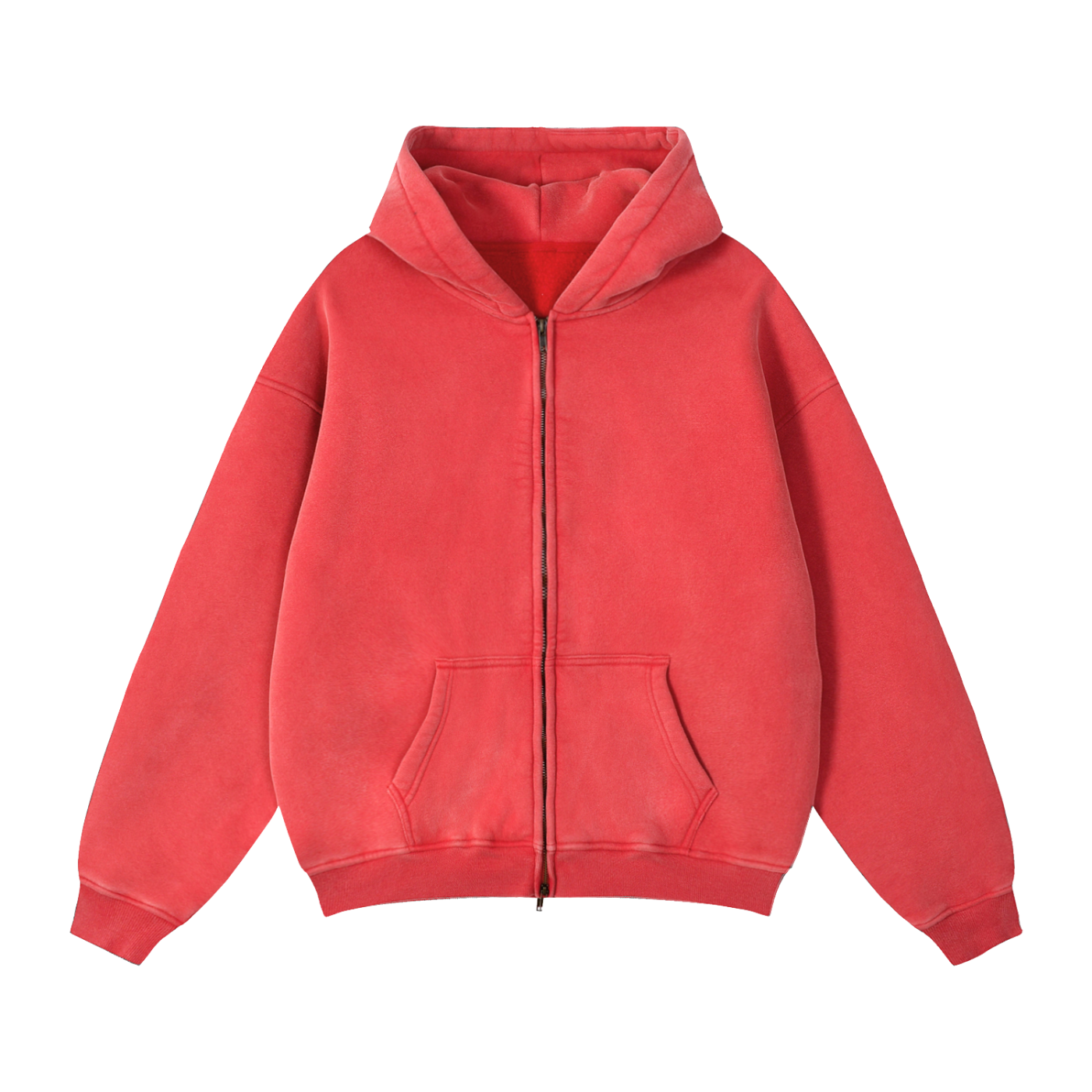 Zip-Through Boxy Fleece Hoodie by ODMPOD