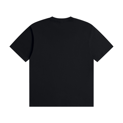 Black unisex seamless cotton T-shirt, crew neck, short sleeves (back view)