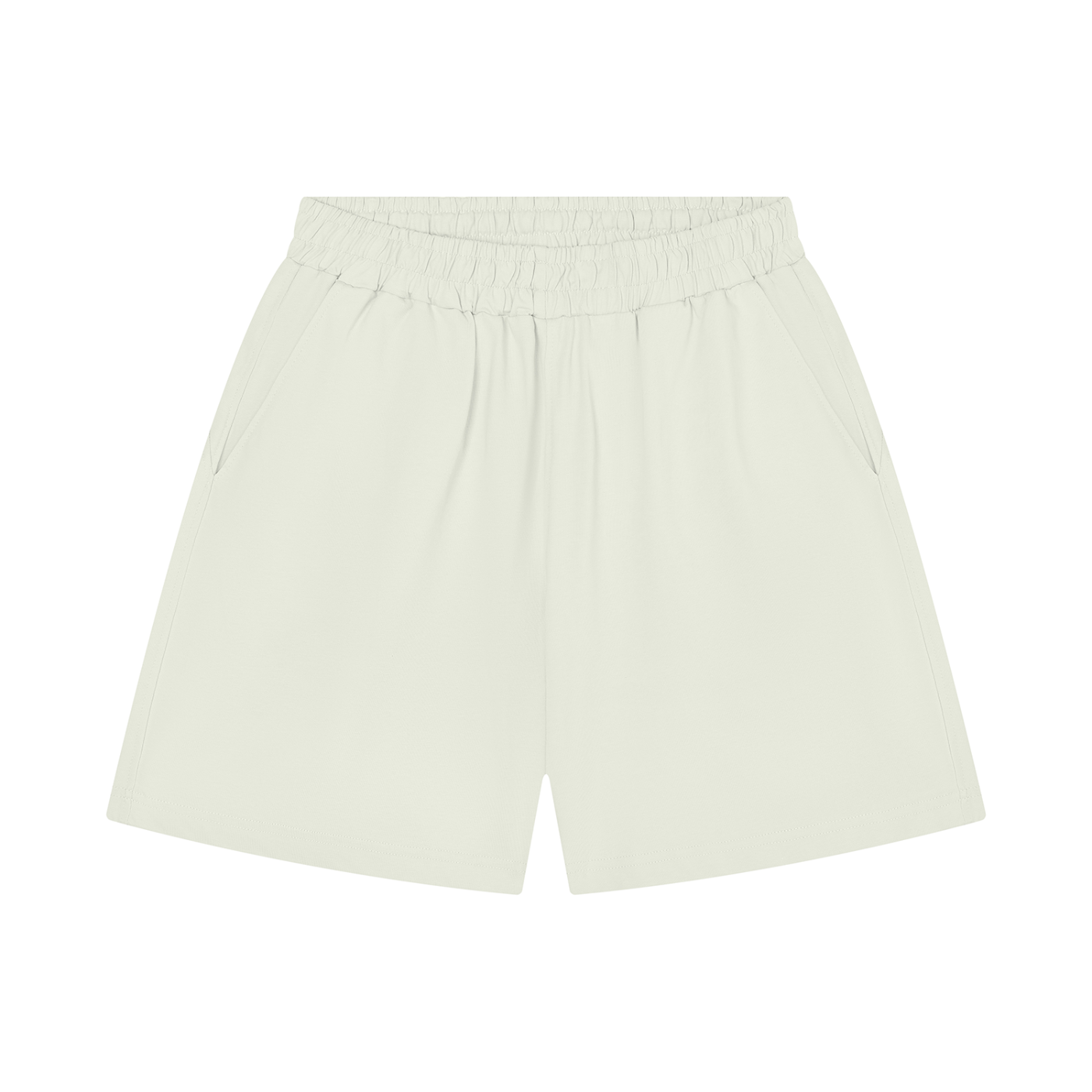 Very light green unisex regular-fit shorts with elastic waistband and straight hem