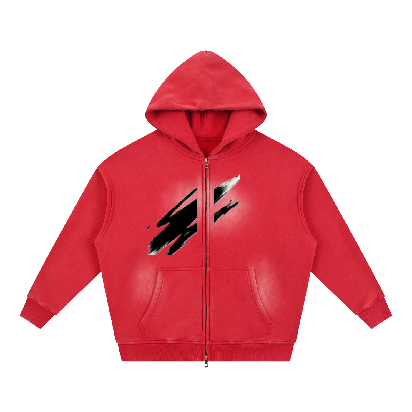 ABSTRACT EXPRESSION Sunfade Two-way Zipper Boxy Fleece Hoodie by ODMPOD