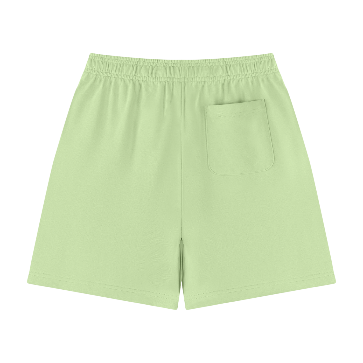 Unisex cotton drawstring shorts, light green, elastic waistband, front side pocket