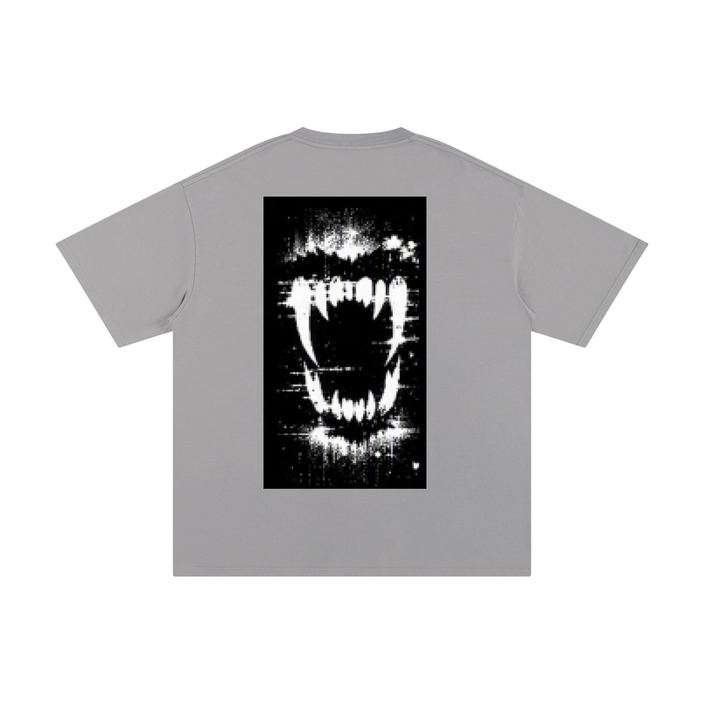 FERAL cotton T-shirt, gray, back view, large square graphic print