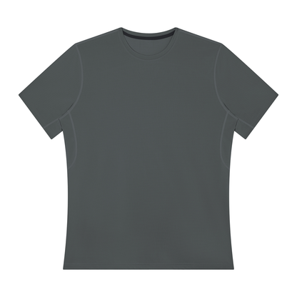 Men's performance t-shirt, dark gray crew neck, short sleeves