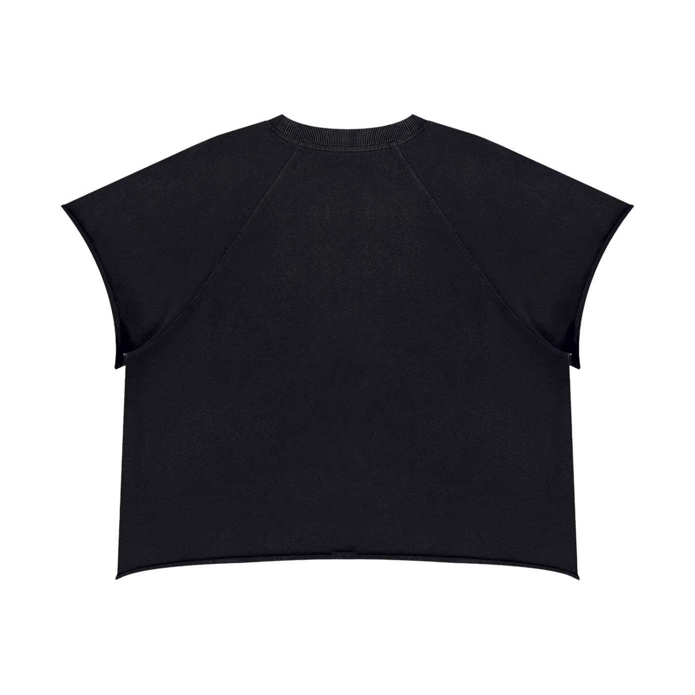 Black boxy raglan T-shirt with vintage wash and streetwear distress