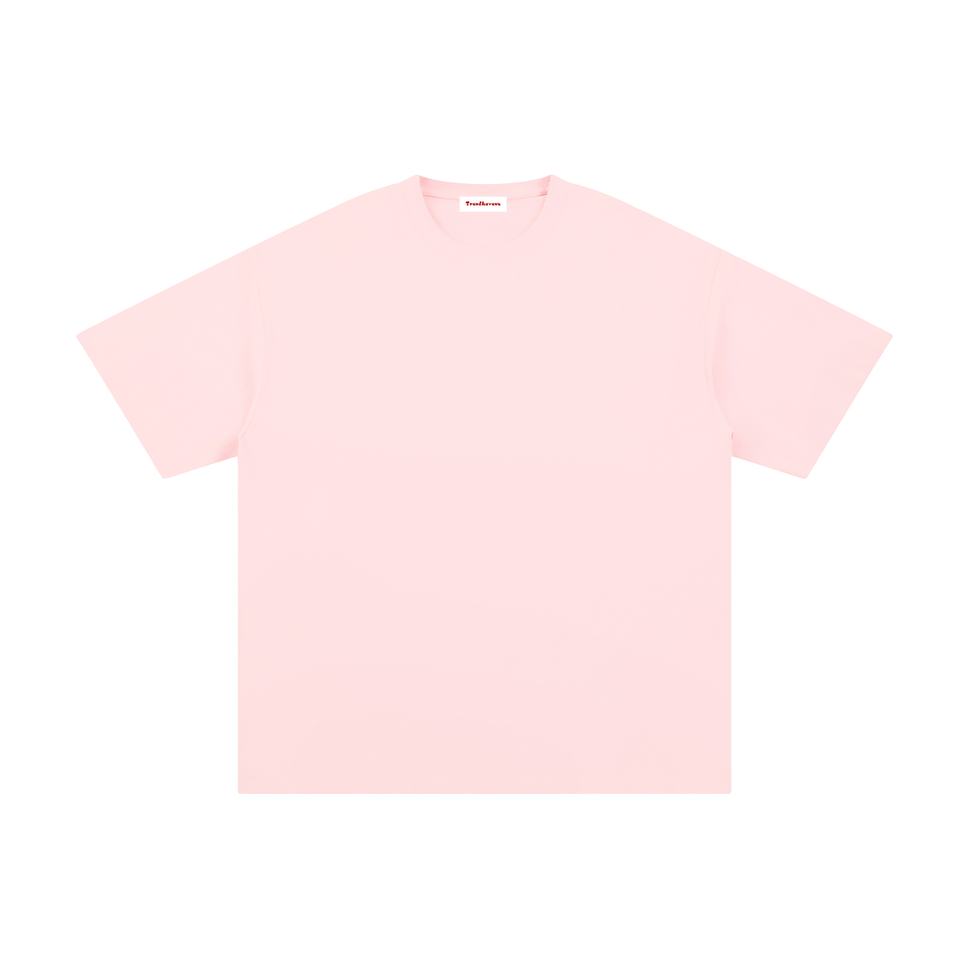 Light pink crewneck pure cotton T-shirt with short sleeves