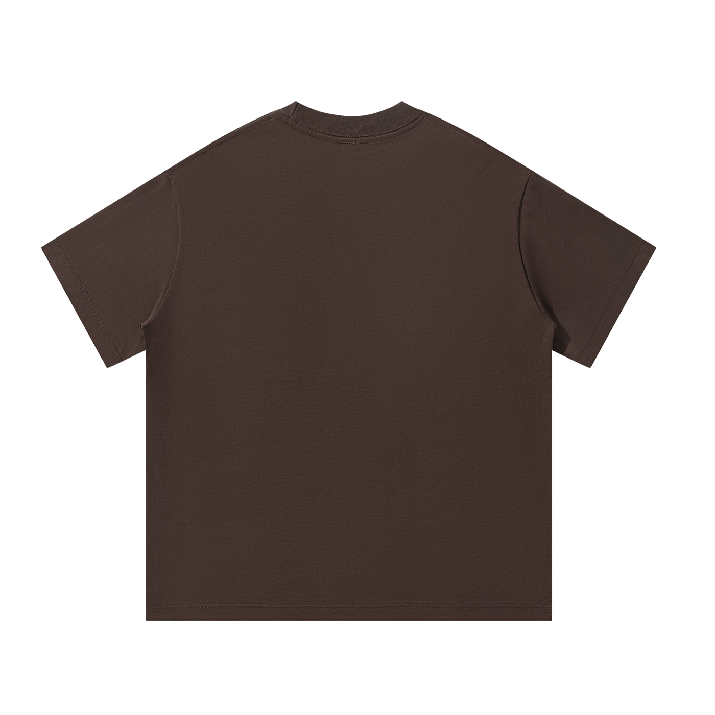 Dark brown crewneck oversized short-sleeve T-shirt, plain back