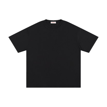 FERAL cotton T-shirt, black, front view, crew neck, plain