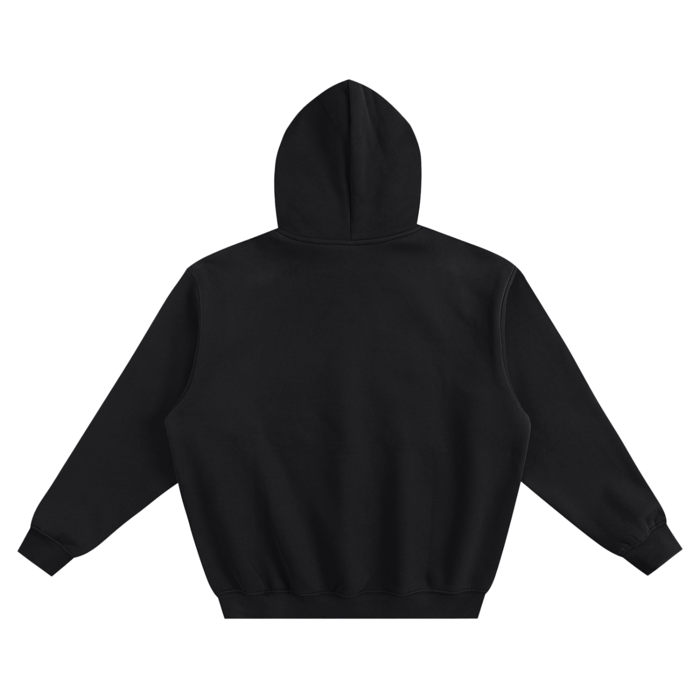 Oversized boxy hoodie, dark/black with hood up and kangaroo pocket