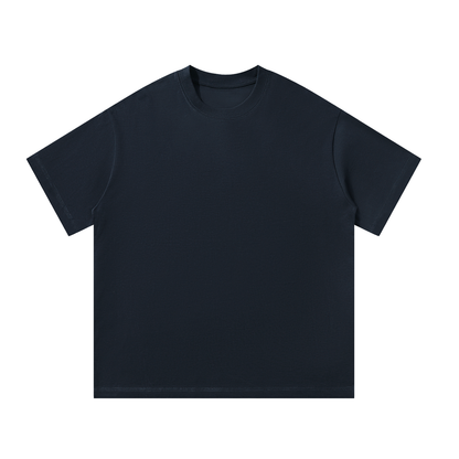 Navy blue crewneck oversized short-sleeve T-shirt, plain front