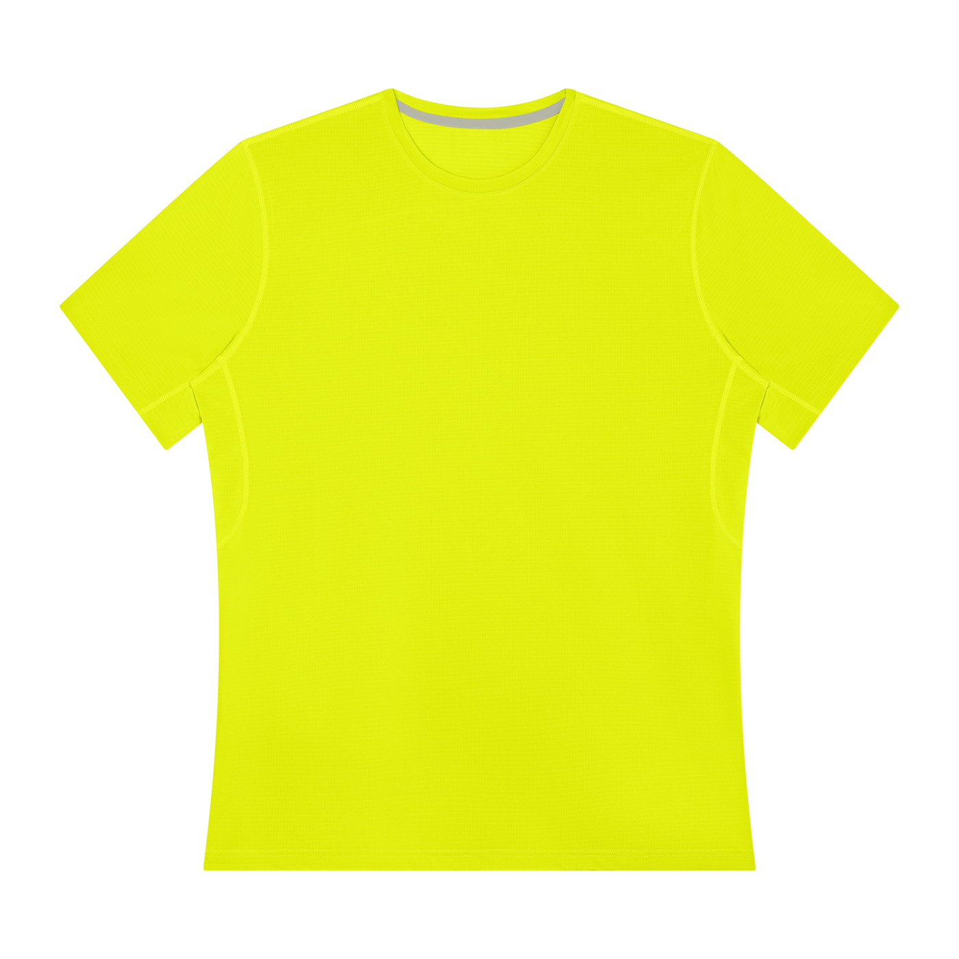 Men's performance t-shirt, neon yellow crew neck, short sleeves