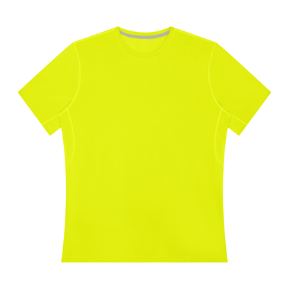 Men's performance t-shirt, neon yellow crew neck, short sleeves