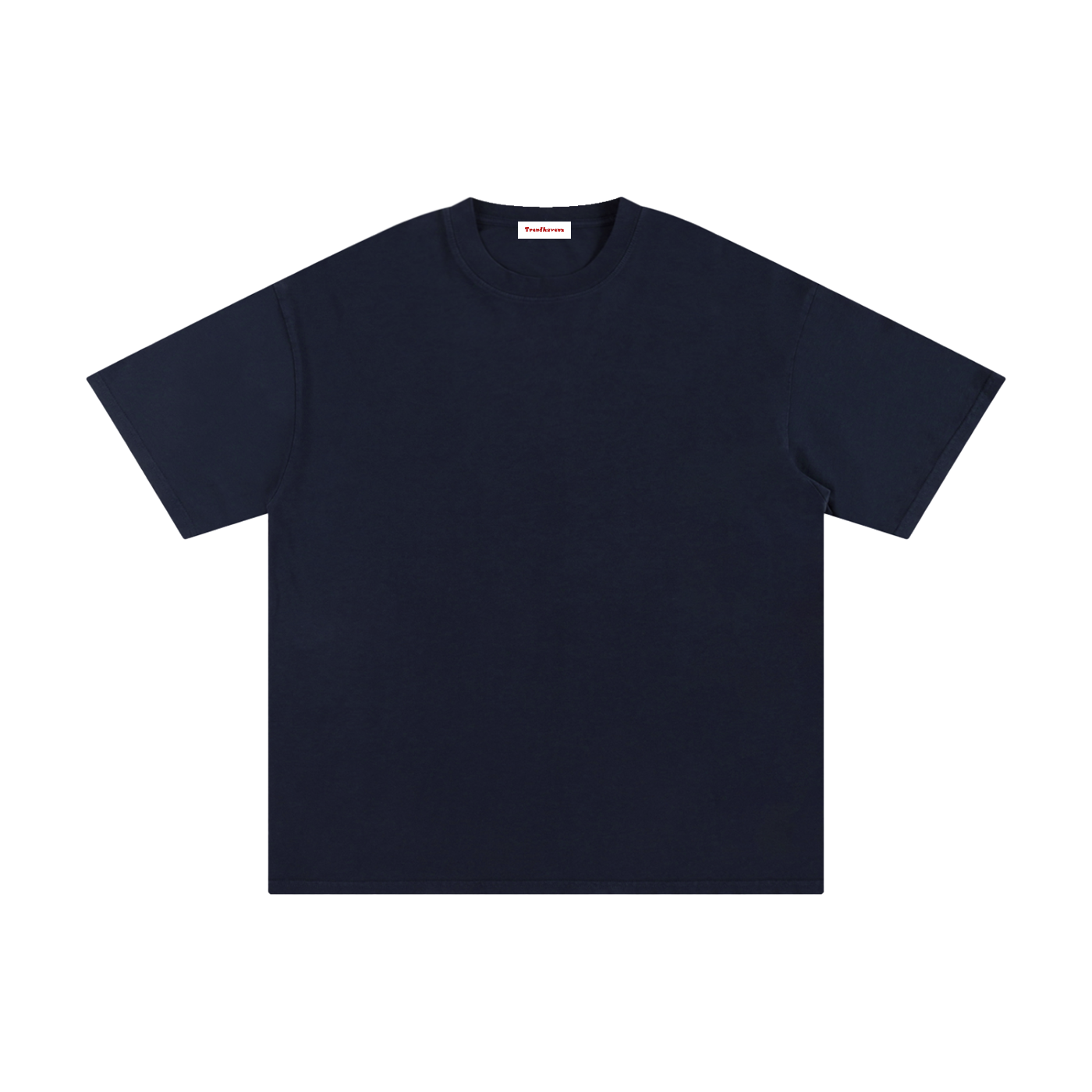 FERAL pure cotton T-shirt, navy blue, plain front