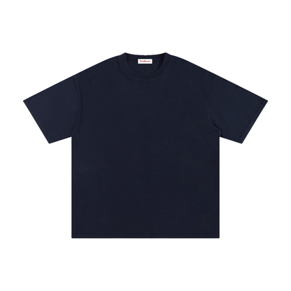FERAL pure cotton T-shirt, navy blue, plain front