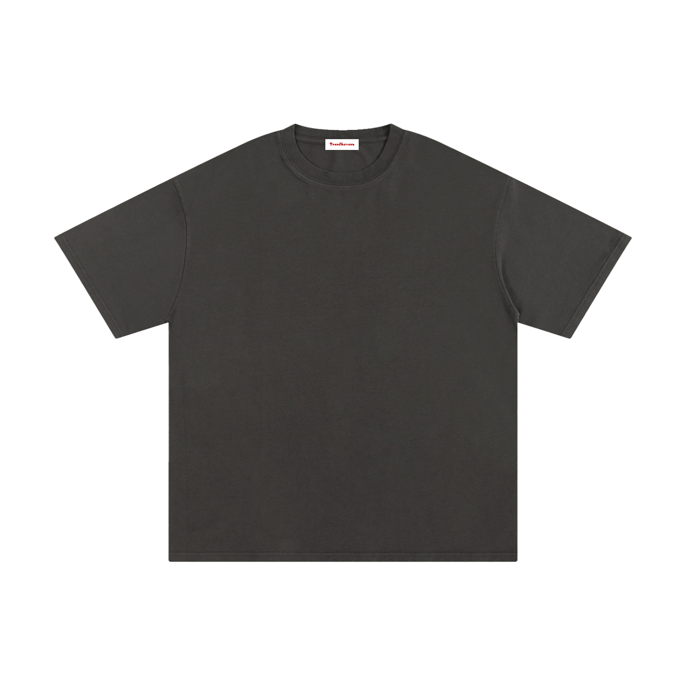 FERAL pure cotton T-shirt, charcoal gray, plain front