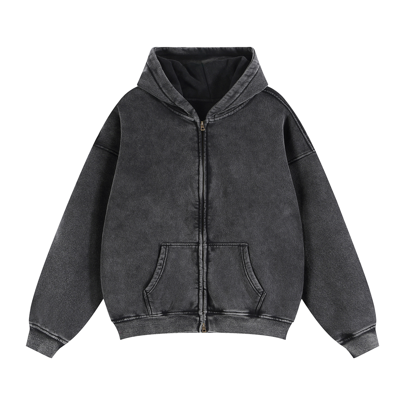Zip-Through Boxy Fleece Hoodie by ODMPOD