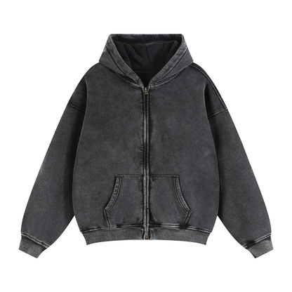 Zip-Through Boxy Fleece Hoodie by ODMPOD
