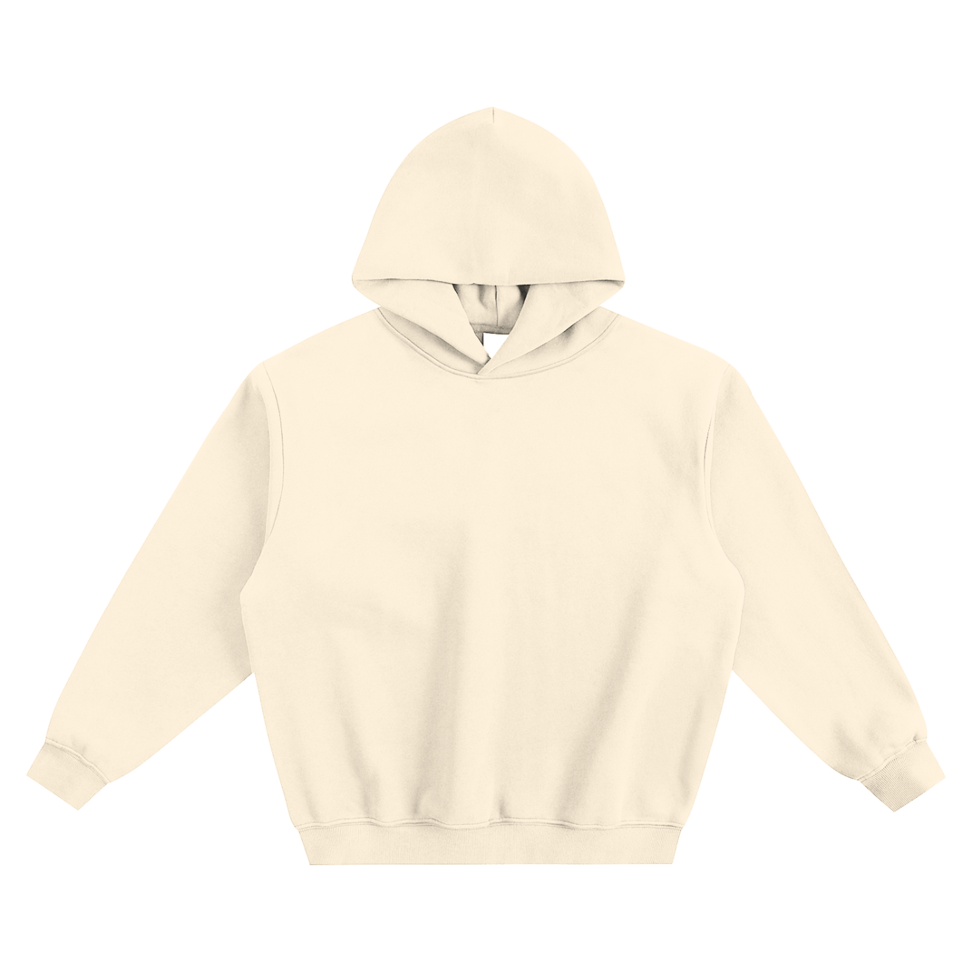 Oversized boxy hoodie, cream with hood up and long sleeves