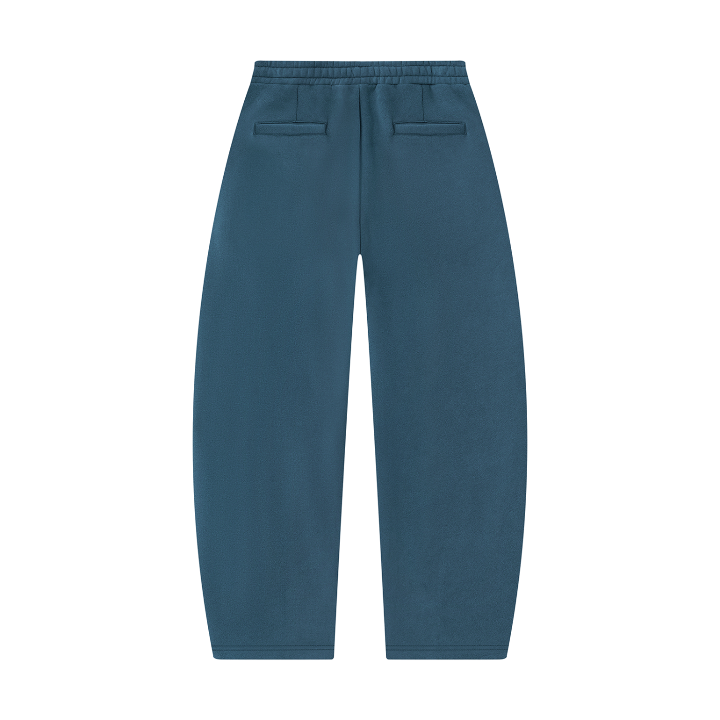 Teal barrel-leg unisex sweatpants with side pockets and elastic waistband
