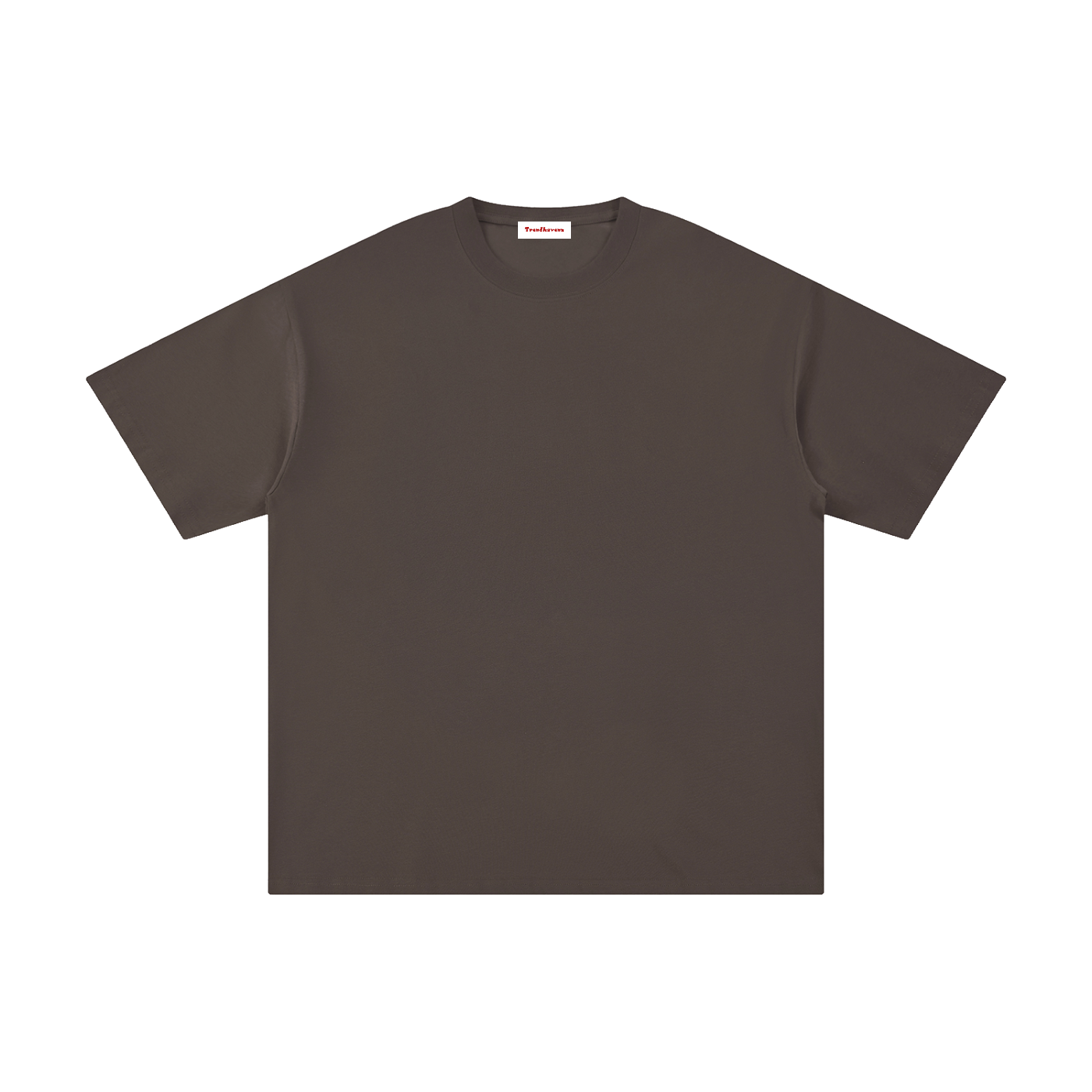 Dark brown crewneck pure cotton T-shirt with short sleeves