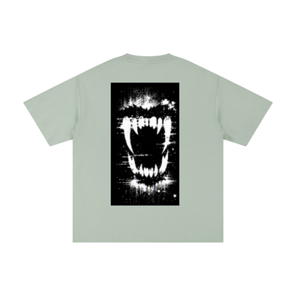 Light green crewneck pure cotton T-shirt with black front graphic print