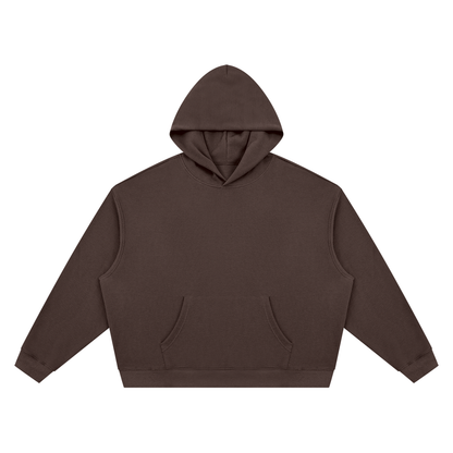 Unisex waffle boxy hoodie, coffee brown, pullover with hood and front kangaroo pocket