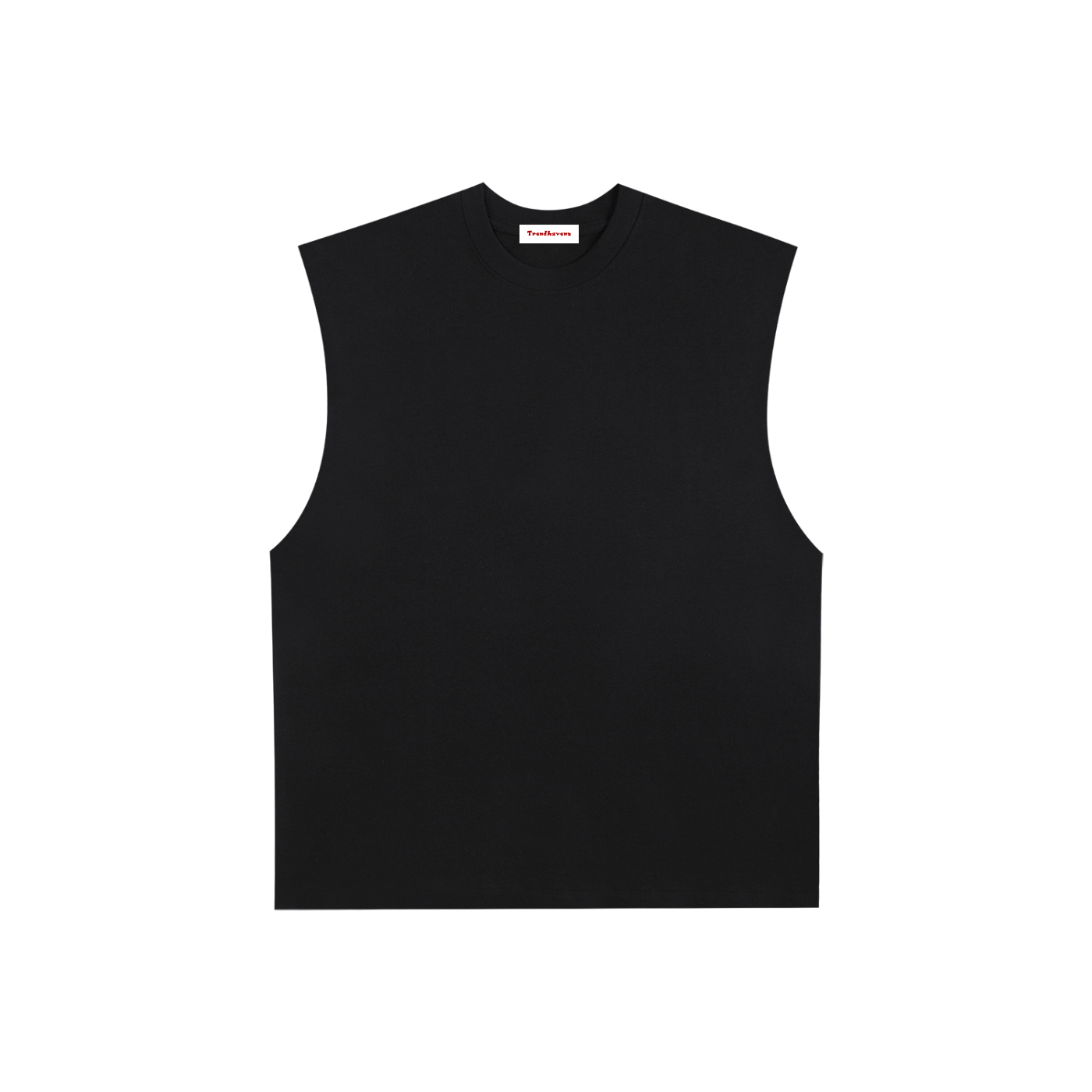 Black cotton tank top with crew neckline