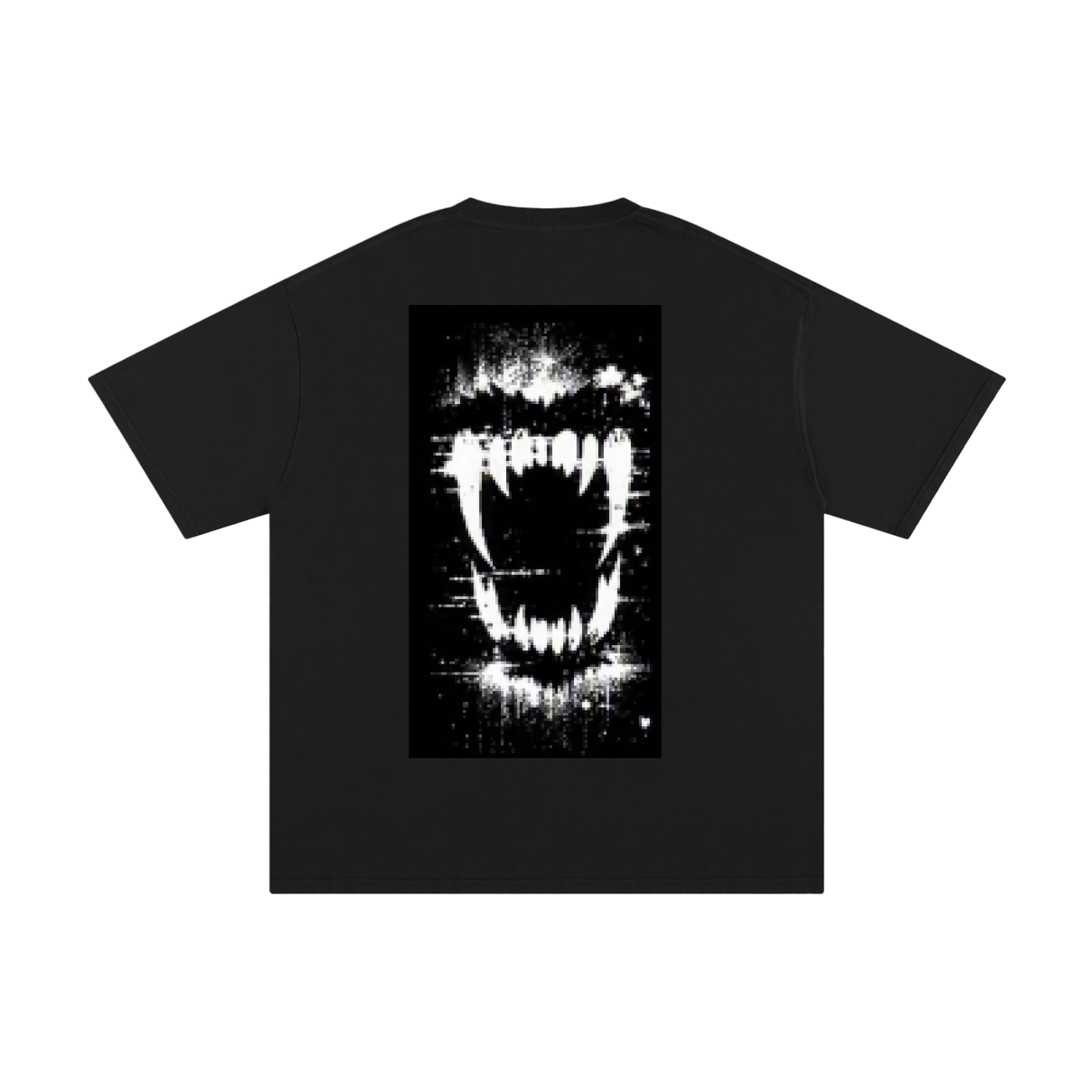FERAL cotton T-shirt, black, back view, large square graphic print