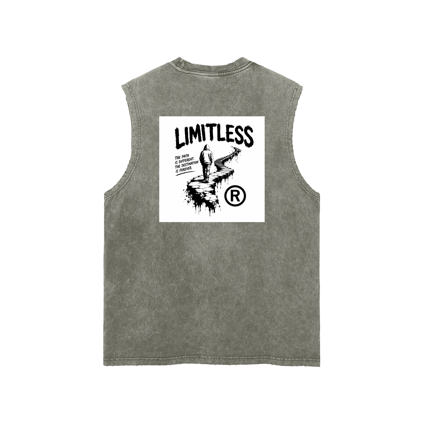 Snow Washed Frayed Hem Tank Top by ODMPOD