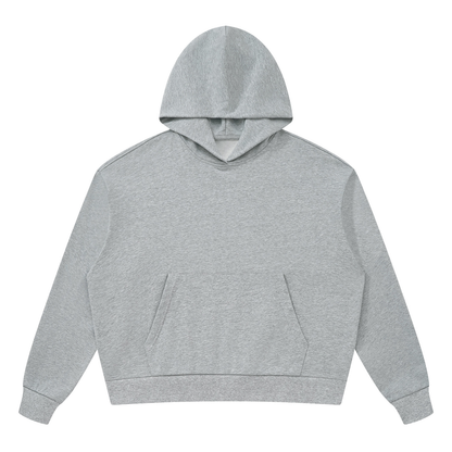Dark gray oversized pullover hoodie with hood and front pouch pocket