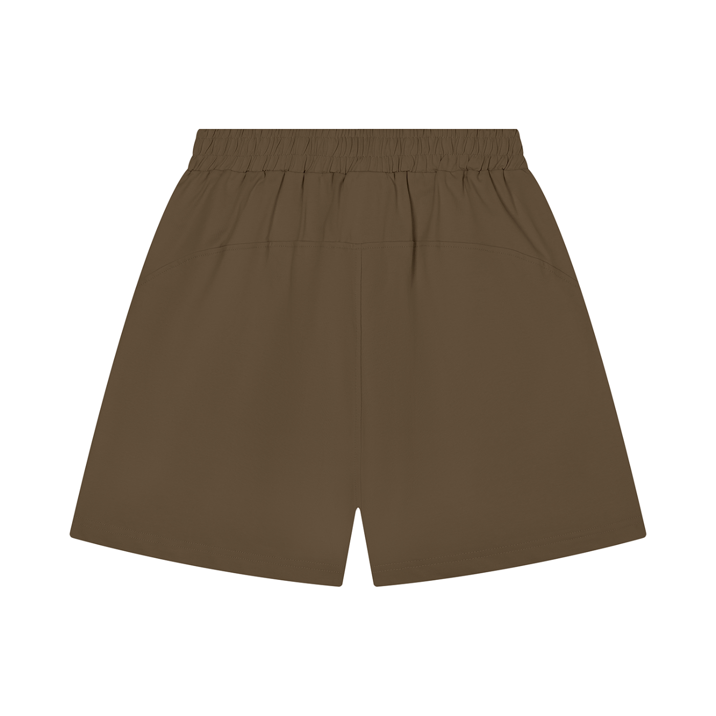 Unisex cotton shorts, regular fit, elastic waist, warm brown color.