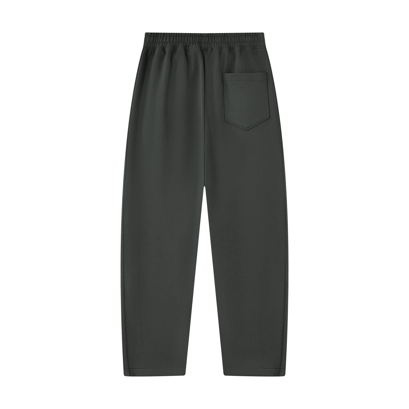 Unisex tapered straight hem sweatpants, dark gray, elastic waistband, side patch pocket.
