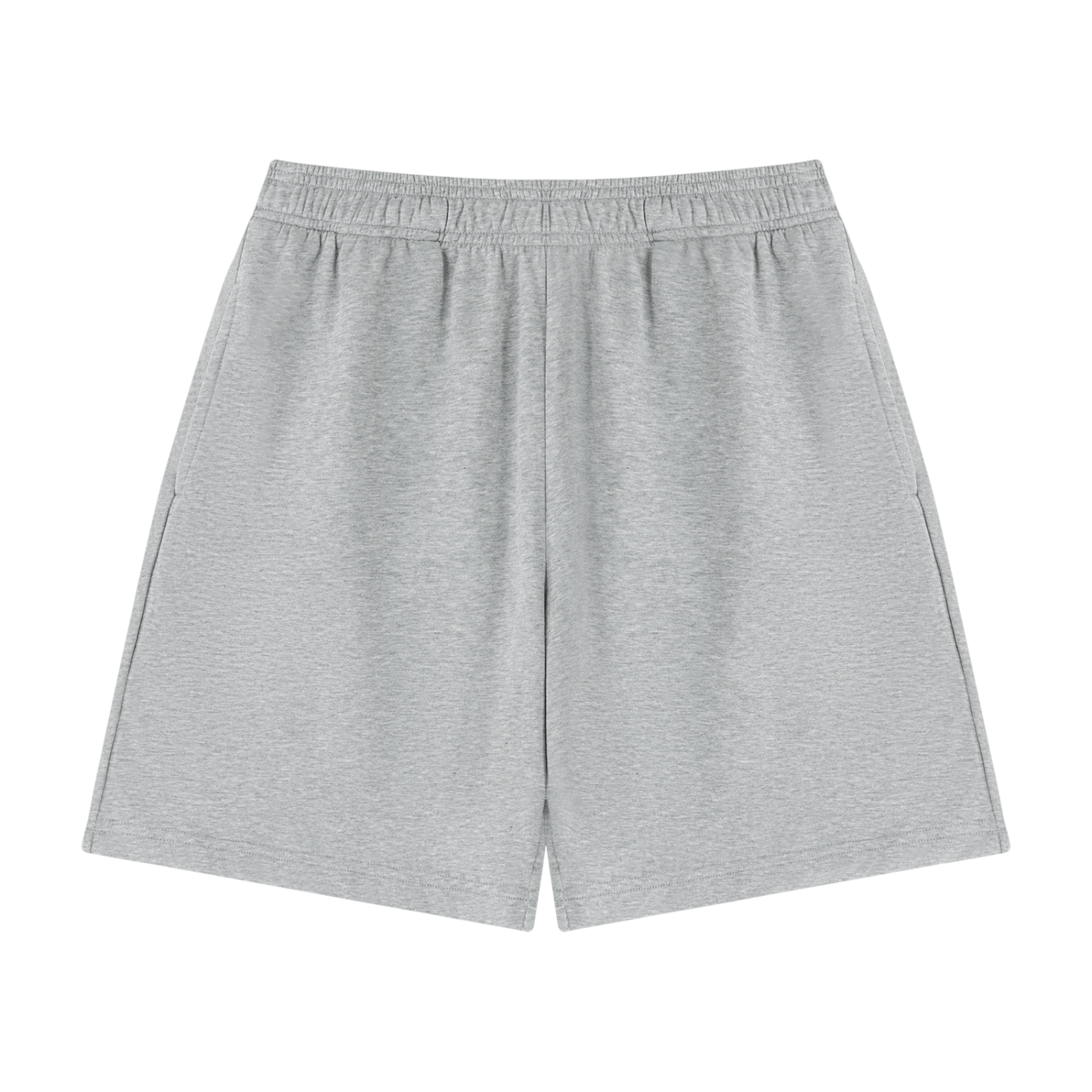Unisex cotton drawstring shorts in dark gray, elastic waistband, straight hem