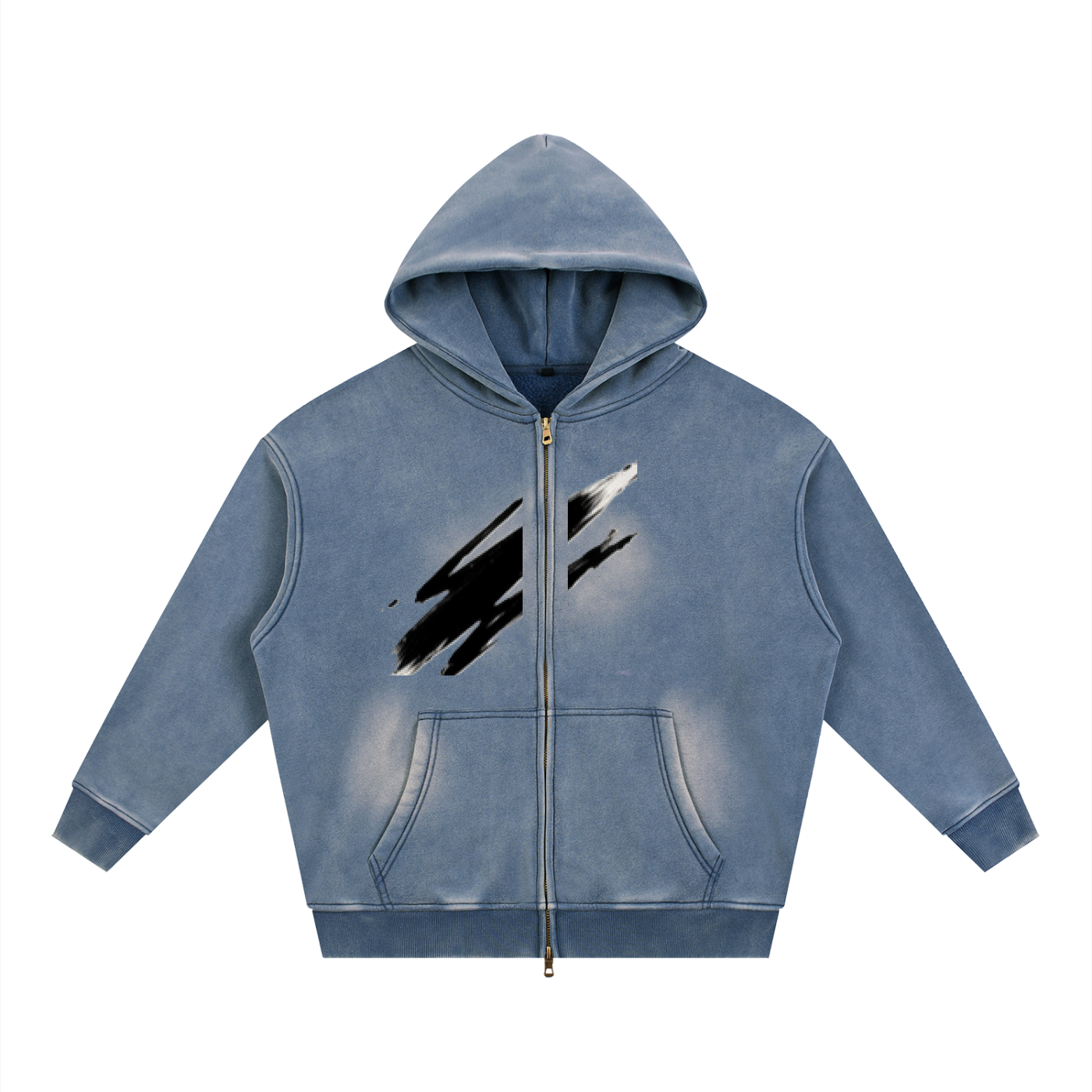 ABSTRACT EXPRESSION Sunfade Two-way Zipper Boxy Fleece Hoodie by ODMPOD
