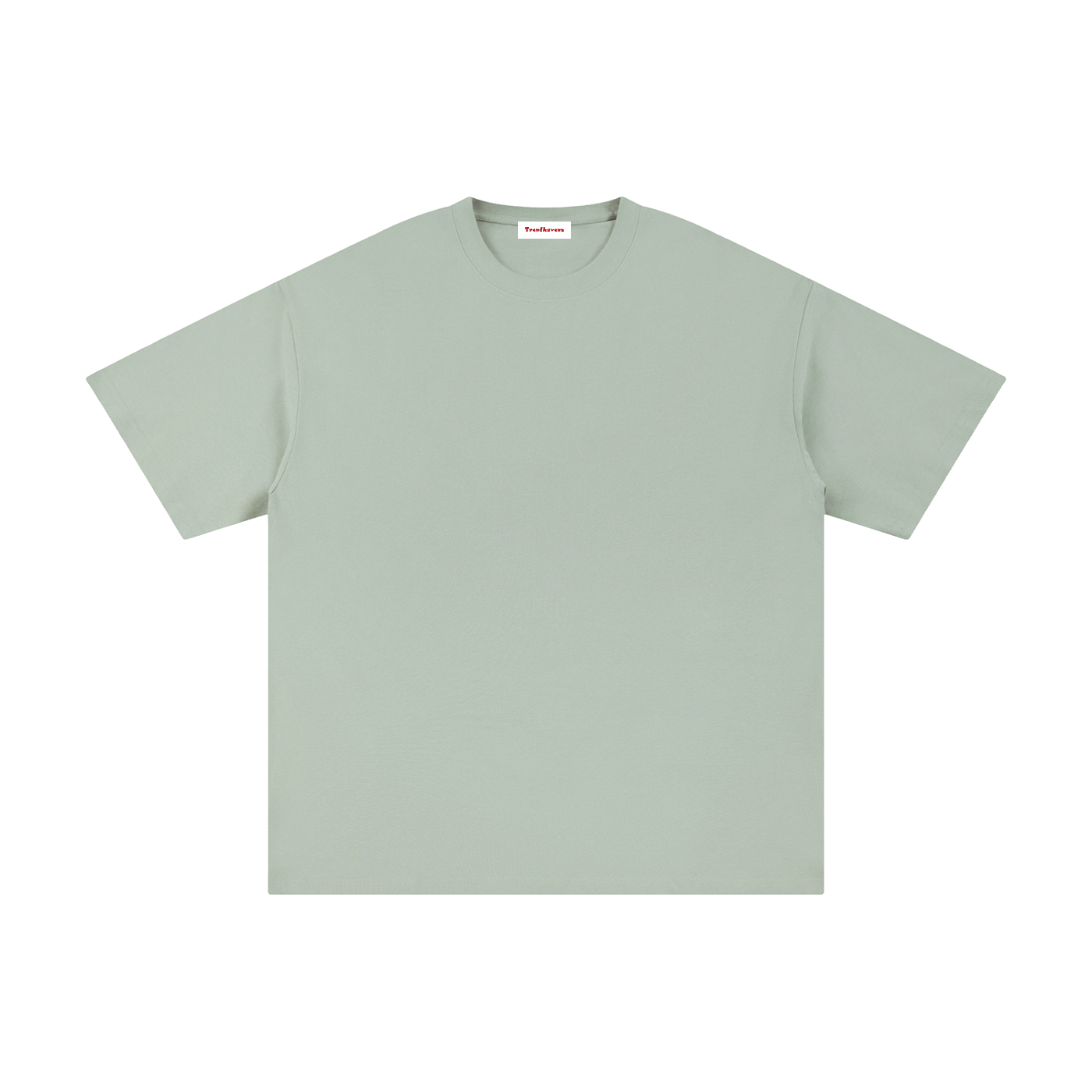 Light green crewneck pure cotton T-shirt with short sleeves