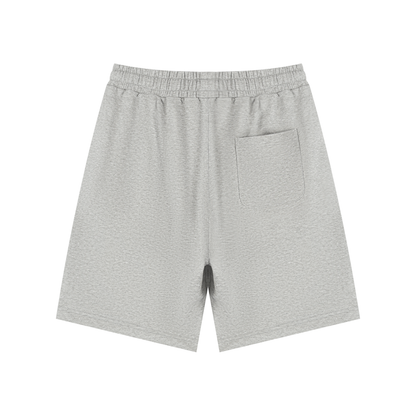 Flower gray unisex drawstring shorts, back view with side pocket