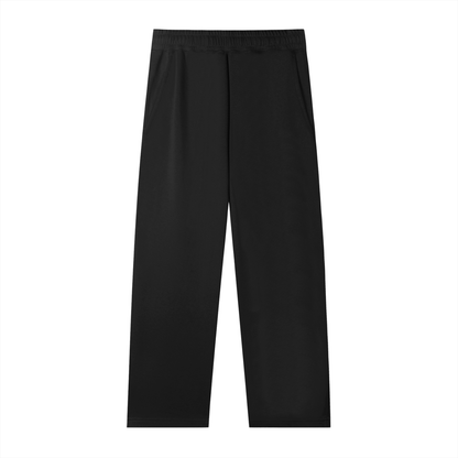 Black straight-leg sweatpants with elastic waistband and relaxed fit