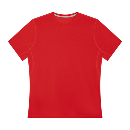 Men's regular-fit performance t-shirt, red, crew neck, short sleeves, front view