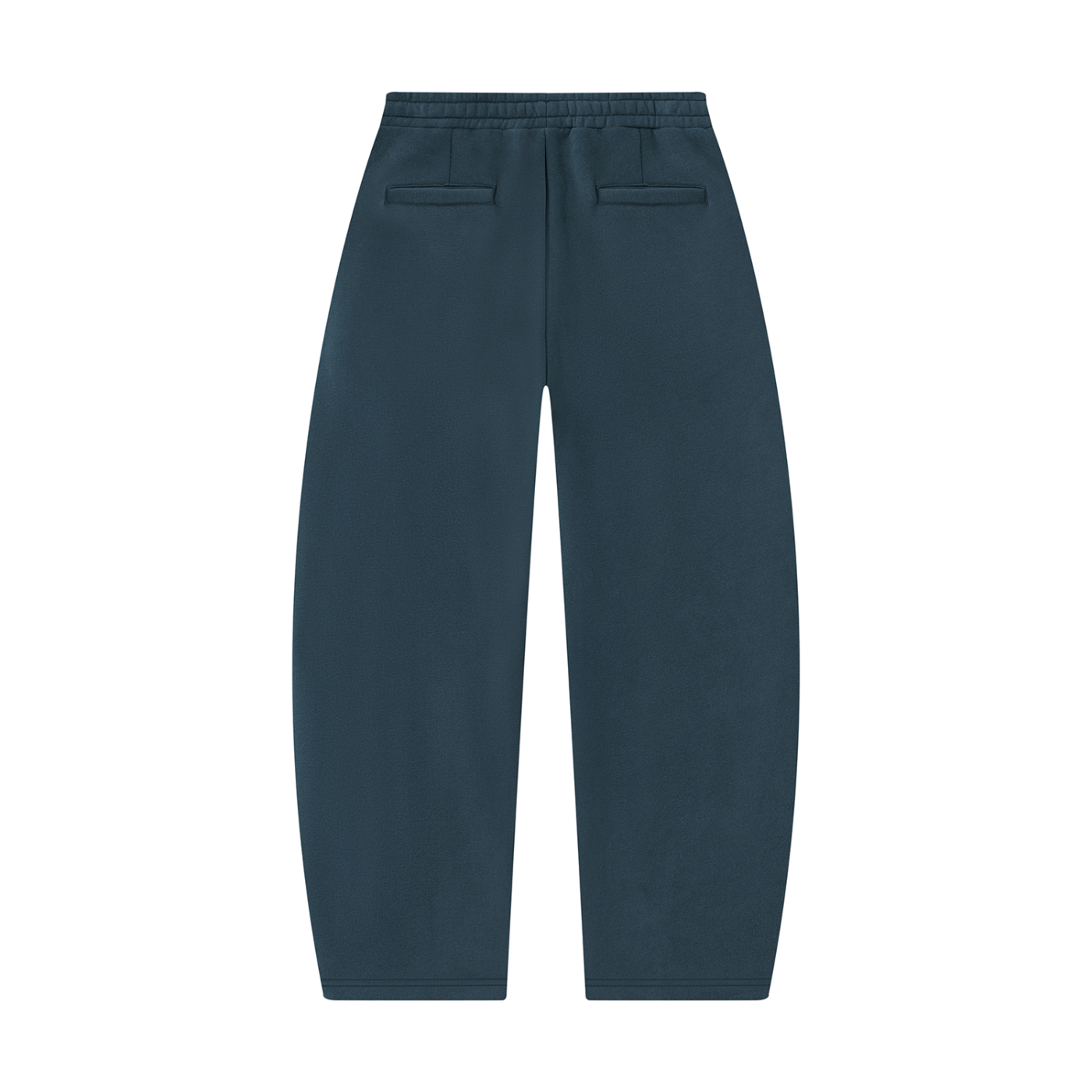 Haze blue unisex barrel-leg sweatpants with side pockets and elastic waistband