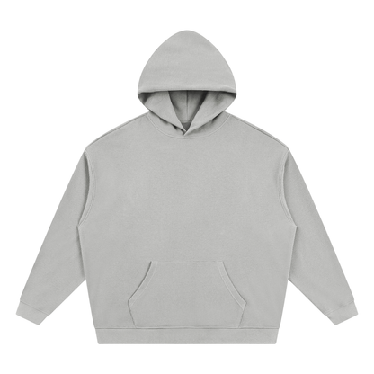 Unisex pullover hoodie, oatmeal gray front with hood and kangaroo pocket